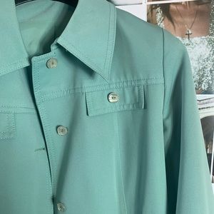 Turquoise trench coat